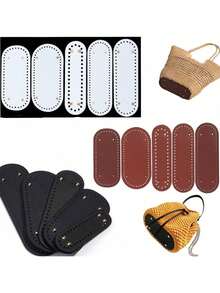 1pc Handmade PU Leather Oval Woven Bag Bottom Board, High Quality PU Leather Durable, Waterproof Bottom Insert, Suitable For Crochet, Sewing And DIY Crafts - Multicolor-oval - View 2