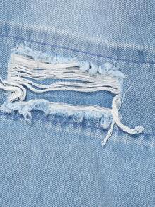 SHEIN ChillGRL Street Fashion Heavy Washing Process Tween Girls Jeans, School, Campus, College - Medium Wash - View 5