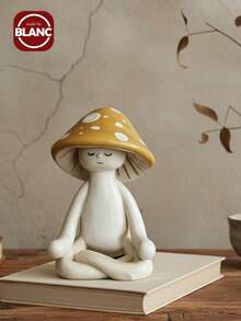 Madebyblanc 1pc Đồ trang trí để bàn hình nấm thiền yoga dễ thương, Đồ trang trí hình nấm yoga Trang trí phòng khách tại nhà, Quà tặng thủ công bằng nhựa cho khu vườn - Nhiều màu - Xem 3