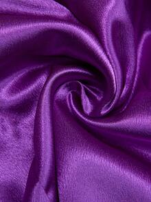 Lyxana Women's Solid Color Pleated Elegant Asymmetric Shoulder Long Sleeve Blouse - Purple - View 6