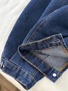 LMoss Kids 女童宽松深蓝色牛仔裤 - 深色水洗藍 - 查看 9