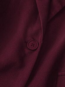 Franclia Petite 女士纯色单排扣收腰商务休闲通勤西装外套，适合娇小身材，秋冬季款 - 中紫紅色 - 查看 3