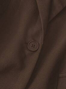 Franclia Petite Áo khoác blazer công sở đơn hàng khuy đơn màu dành cho nữ, phù hợp với người nhỏ nhắn, thời trang thu đông - Cà phê nâu - Xem 4