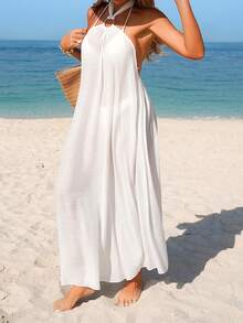 Swim Vcay Váy che bãi biển buộc vòng tròn, chống nắng khi đi nghỉ - trắng - Xem 3