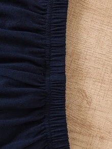 SHEIN Cô Gái Trẻ Slogan Và Kỳ lân in Áo chui đầu và quần thể thao - Màu xanh hải quân - Xem 3