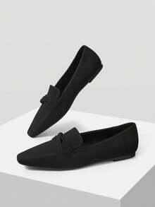 Mnmlis Zapatos de mujer tipo mula con estilo retro británico, nuevos de primavera/verano, zapatos planos casuales y versátiles tipo slip-on de color negro para uso al aire libre - Negro - Ver 7