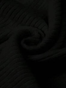 GlowEve 女士针织长袖上衣和灯芯绒衬里阔腿直筒裤两件套，休闲日常通勤时尚法式街头复古商务度假杏色秋冬家居服 - 黑色 - 查看 5