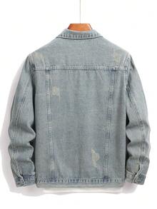 Manfinity LEGND Áo khoác denim xanh phong cách đường phố thường ngày dành cho nam - Màu xanh bụi bặm - Xem 2