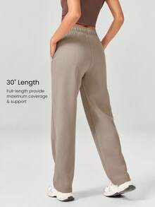 GLOWMODE 日常羊毛宽腿可调节抽绳腰部基本款运动裤，带侧袋，日常休闲