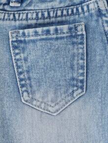 SHEIN 2025秋冬女婴可爱十字贴花直筒牛仔裤，复古做旧学院风，街头风，休闲，可爱，复古，适合日常出行、上学、聚会、居家、度假、万圣节等场合 - 淺色水洗藍 - 查看 5