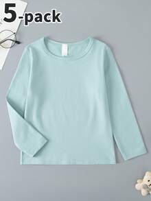 5件/套 男童长袖纯棉T恤，舒适亲肤，秋冬季 - 彩色 - 查看 3