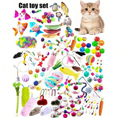 PETSIN 1/3/5/15/20 Juguetes imprescindibles para gatos, Bolas con cascabel, Juguetes para masticar, Juguetes de bolas de sisal, Varitas de juego para gatos, Juguetes con sonido de campana, Ratones de juguete, Juguetes para gatos, Suministros para mascotas, Regalos de cumpleaños, Juegos de juguetes para mascotas