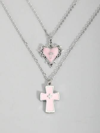 Goth 2 pezzi Collana con pendente a stella stile vintage punk con strass, collana a doppio strato con catena a stella placcata, choker da streetwear di lusso