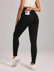 SHEIN Tall Quần jean nữ ôm vừa vặn đa năng màu đen giản dị - màu đen - Xem 2