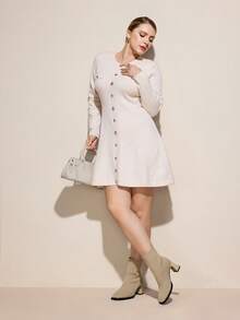 CUCCOO CURVES Women's Fashionable Elegant Commuter Thick High Heel Boots - Beige - View 6