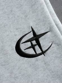 PAVTROS 男士个性化3D刺绣连帽衫套装。街头风，朋友，情侣装，宽松版型，男士，印花，日系风格，男女通用，“我爱我的女朋友” - 灰色 - 查看 5