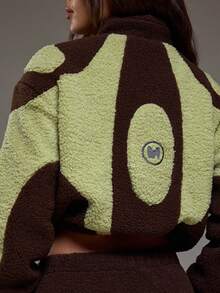 MUSERA 高领撞色刺绣“M”标志羊羔绒外套套装上衣（仅上衣）冬季酷女孩舒适可爱户外探险春季 - 彩色 - 查看 6