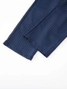 SHEIN Explorewe 2件套少女时尚都市通勤风蓝白条纹背心和裤子套装 - 藏蓝色 - 查看 9