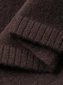 Dazy Plus Bộ 2 áo len dệt kim rộng rãi thoải mái và quần dài, cổ chữ V, cỡ lớn dành cho nữ, mùa thu/đông - màu nâu - Xem 9