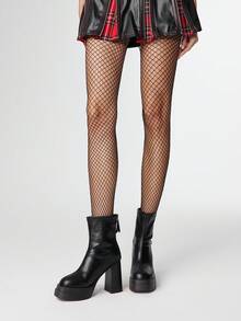 ROMWE Grunge Punk Casual Minimalist Back Zipper Chunky Heel Ankle Boots For Christmas - Black - View 2