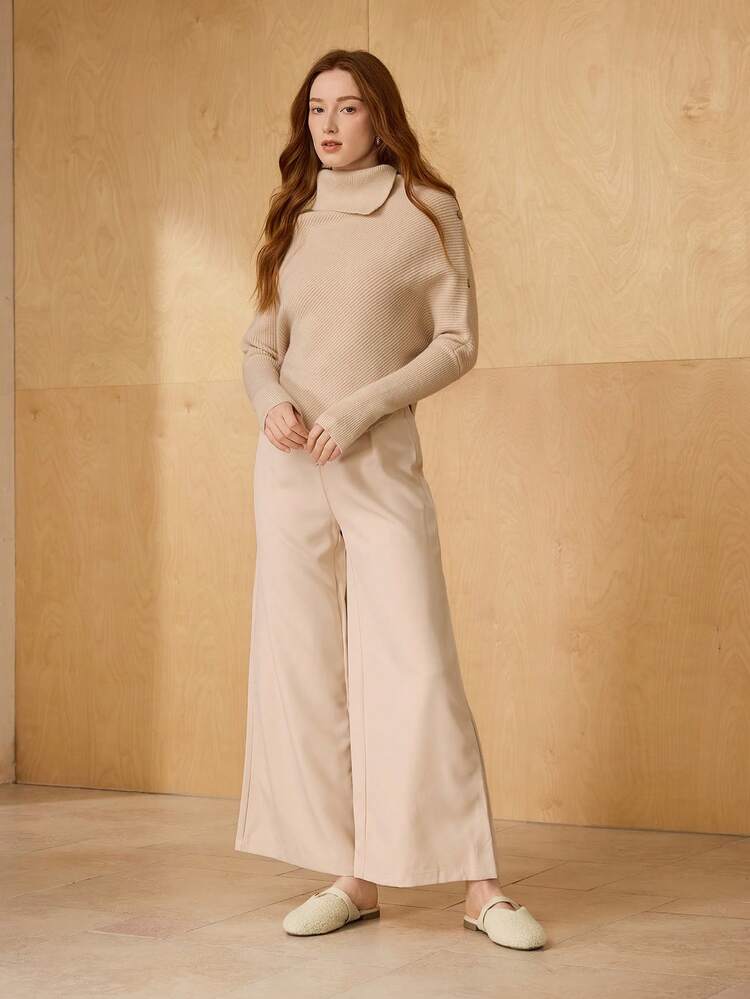 WOMEN'S FLAT ROUND TOE BEIGE FAUX FUR MULE SHOES, MINIMALIST & ELEGANT