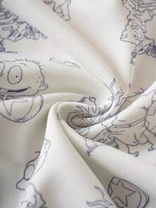 Nick 90s | SHEIN Baby Boy Cartoon Nick Figure Graphic Cute Casual White Hooded Sweatshirt - White - View 3