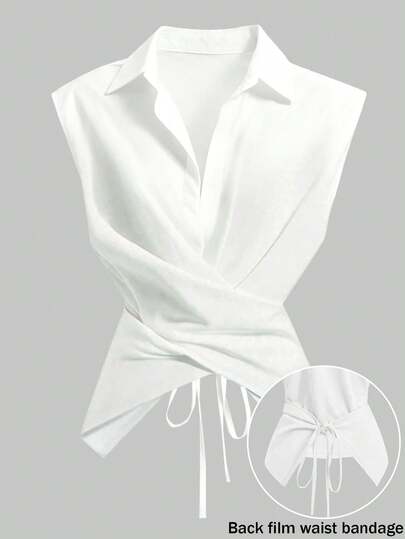 INAWLY Débardeur casual pour femmes de couleur unie avec torsade et taille cintrée