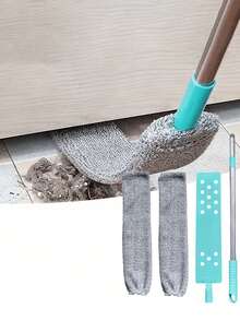1set, Microfiber Dusting Brush With Extension Rod, Washable Extendable Dust Duster, Retractable Crevice Dust Cleaner, Dry Wet Dual-Use Cleaning Brush, Multipurpose Dust Removal Brush, Suitable For Sofa Bed And Furniture Bottom, Cleaning Supplies (Due To Different Batches, The Design And Color Of The Handle Plastic Parts May Vary. We Apologize For Any Inconvenience Caused.) - Blue - View 13