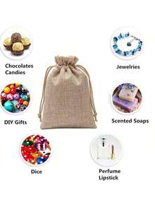 20个装，2种小尺寸，20种颜色，黄麻礼品袋，可重复使用收纳袋，珠宝袋，化妆袋，带抽绳，适用于珠宝、化妆品、工艺品、派对、婚礼、圣诞节等场合，亚麻包装袋，圣诞节 - 彩色 - 查看 6