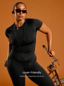 GLOWMODE Power Play Quick-Dry Tee Fitted Shirt Gym - Black - View 6