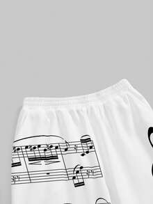 ROMWE J-Fashion Quần nỉ thể thao in họa tiết oversized dành cho nữ - trắng - Xem 3