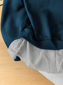 Modelyn Striped Patchwork 2 In 1 Long Sleeve Elegant & Fashionable Women Sweatshirt - Multicolor - View 6