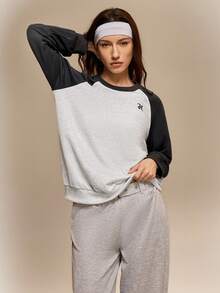 Qadelle Ladies Color Block Raglan Sleeve Casual Pullover Sweatshirt Made Of Knitted Fabric - Multicolor - View 1