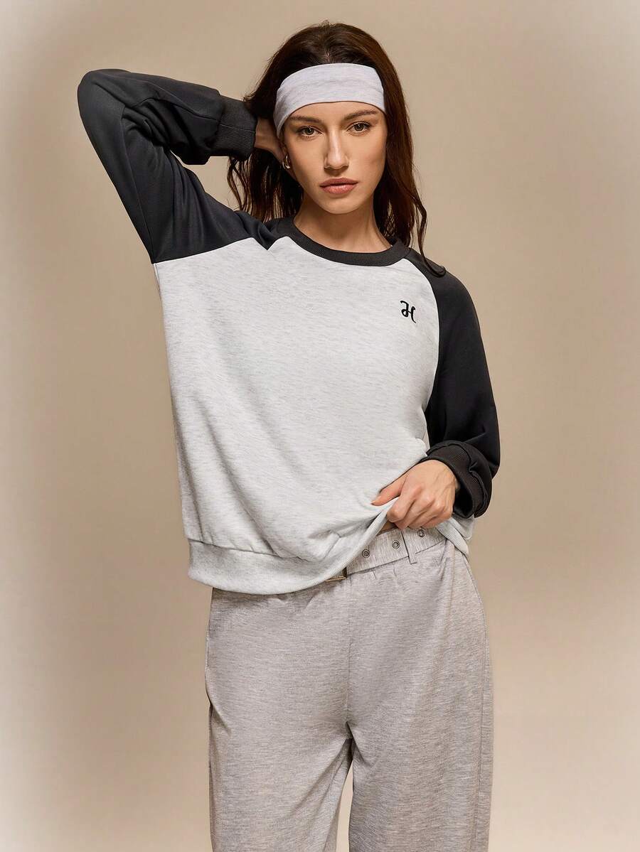 Qadelle Ladies Color Block Raglan Sleeve Casual Pullover Sweatshirt Made Of Knitted Fabric - Multicolor - View 1