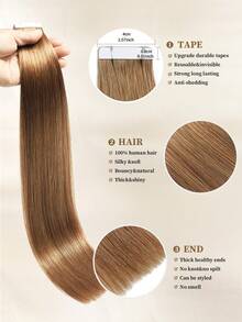 20 件装接发胶带真人头发 M4/27 渐变色巧克力棕色至焦糖金色健康耐用头发顶级品质浓密发梢接发隐形接发胶带 - S4/27 - 查看 3