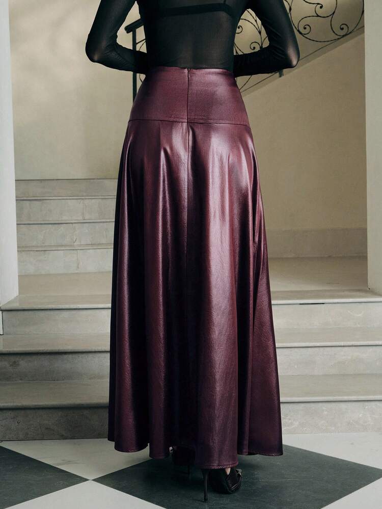 Women's High Waist Textured A-Line Skirt, Spring/Autumn