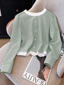 Franclia Striped Color Block Casual Commuter Minimalist Style Women Top - Multicolor - View 7