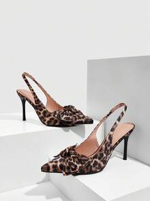 CUCCOO SZL Women's Pointed Toe High Heel Shoes, Pink Fabric Upper With Bow Decor, Fashionable, Comfortable For Daily, Party, And Banquet Wear, Slip-On For Christmas