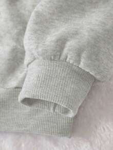 EMERY ROSE 女士简约“做你自己，你已经足够好”字母印花卫衣 - 淺灰色 - 查看 3