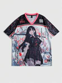 ROMWE MEN Spring/Summer Casual Graphic Men'S Anime Print Short Sleeve T-Shirt, Suitable For Spring/Summer - White - View 5