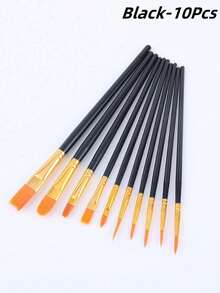 10支装艺术家画笔套装 - 适用于丙烯颜料、油画颜料、水彩颜料、面部彩绘、美甲、细节绘画和岩画，经久耐用，易于使用，可作为礼物，适合返校季和学习用品。 - 彩色 - 查看 14