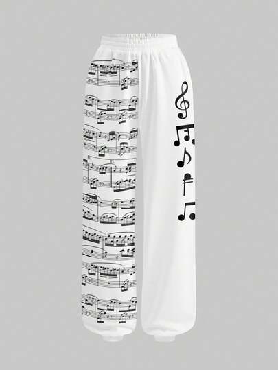 J-Fashion Pantaloni della tuta casual oversize con stampa all-over per donna