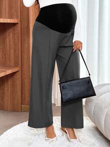 SHEIN 孕妇可调节腰围宽松休闲裤 - 深灰色 - 查看 7