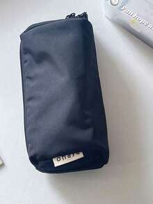 Ins-Inspired High-Quality Solid Color Pencil Case, Dirt-Resistant Black, Large Capacity Student Stationery Storage Bag - Multicolor - View 9