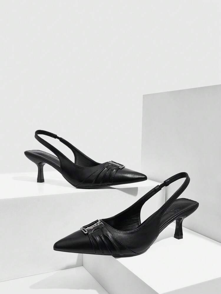 CUCCOO SZL Women's Pointed Toe Buckle Design Fashionable High Heels, Versatile For Daily Wear For Christmas