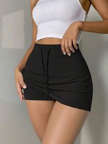 Rina Fox Women's Basic Drawstring Low Waist Shorts