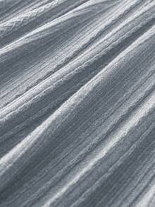 SHEIN LUNE Váy dệt kim lưng thun màu trơn cỡ lớn cho nữ, thời trang thu đông - Xám - Xem 4