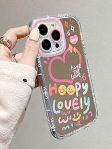 1 pieza Funda de teléfono espejo color crema compatible con iPhone 11 12 13 14 Pro Max 15 16 Pro Max - "El corazón quiere ser feliz" Resistente al agua, a los golpes y a los arañazos - Multicolor - Ver 2