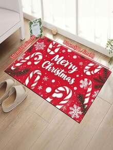 1pc Christmas Themed Bath Mat - Red Candy Cane & Snowflake Design, Square Doormat, Absorbent Non-Slip, Plush Square Carpet, Indoor Entrance Small Rug Suitable For Bathroom, Laundry Room, Bathroom Entrance, In Front Of Sink, Shower Room And Party, Carpet, Bathroom Decor, Bath Mat, Bathroom Accessories,Shower Mat Doormat Suitable For Living Room, Bedroom, Kitchen And Various Scenes At The Entrance, Party, Holiday, Gift, Banquet - Multicolor - View 4