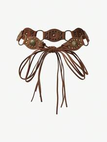 Maija Women's Western Style Fashion Waist Belt, Suitable For Dresses - Brown - View 1